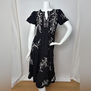 Johnny Was FERN TIERED KNIT DRESS Black Size XS